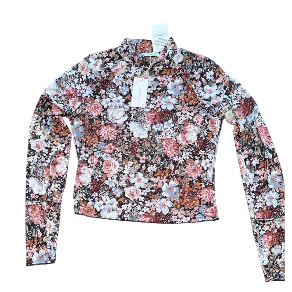 Love Soft NWT Floral Print long sleeve Top‎ womens size L - Picture 3 of 8